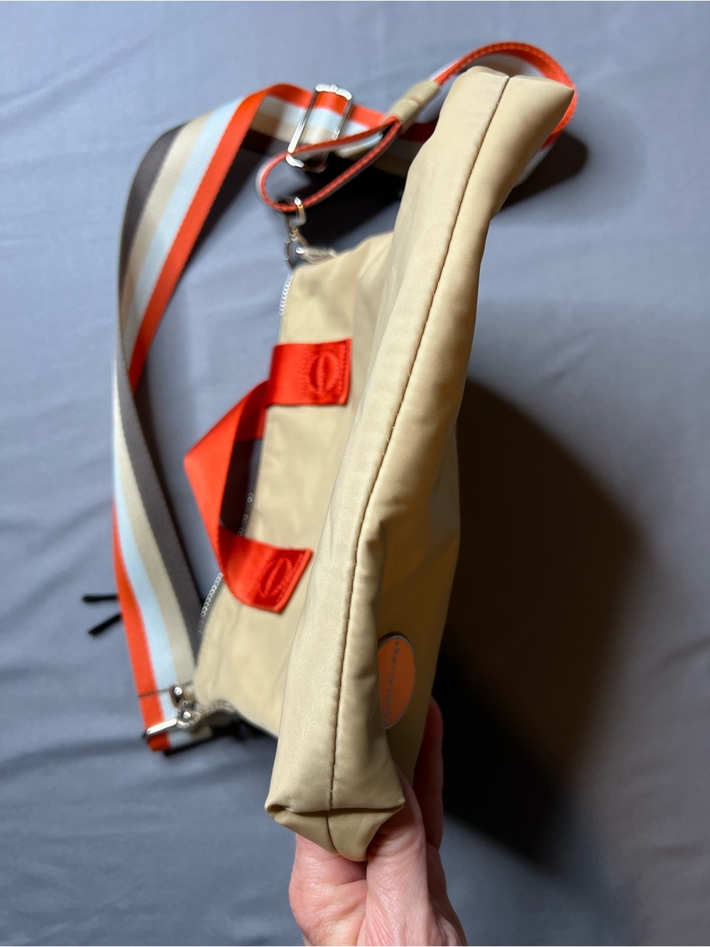 ShortyLOVE Amuse Medium Crossbody Tote Bag | Latte Nylon | Boardwalk Strap - Picture 9 of 12